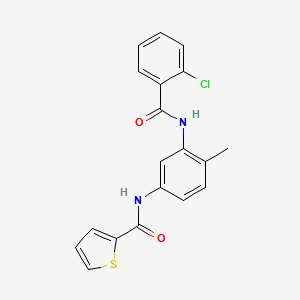 molecular formula C19H15ClN2O2S B6134296 N-{3-[(2-chlorobenzoyl)amino]-4-methylphenyl}-2-thiophenecarboxamide 