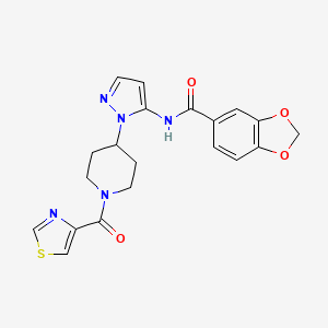 molecular formula C20H19N5O4S B6134449 N-{1-[1-(1,3-thiazol-4-ylcarbonyl)-4-piperidinyl]-1H-pyrazol-5-yl}-1,3-benzodioxole-5-carboxamide 
