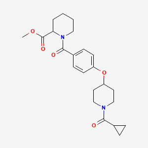 molecular formula C23H30N2O5 B6134454 methyl 1-(4-{[1-(cyclopropylcarbonyl)-4-piperidinyl]oxy}benzoyl)-2-piperidinecarboxylate 