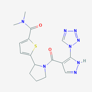 molecular formula C16H18N8O2S B6134461 N,N-dimethyl-5-(1-{[5-(1H-tetrazol-1-yl)-1H-pyrazol-4-yl]carbonyl}-2-pyrrolidinyl)-2-thiophenecarboxamide 