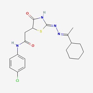 molecular formula C19H23ClN4O2S B6134462 N-(4-chlorophenyl)-2-{2-[(1-cyclohexylethylidene)hydrazono]-4-hydroxy-2,5-dihydro-1,3-thiazol-5-yl}acetamide 