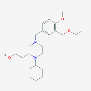 molecular formula C23H38N2O3 B6134501 2-{1-cyclohexyl-4-[3-(ethoxymethyl)-4-methoxybenzyl]-2-piperazinyl}ethanol 