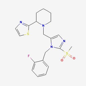 molecular formula C20H23FN4O2S2 B6134524 1-{[1-(2-fluorobenzyl)-2-(methylsulfonyl)-1H-imidazol-5-yl]methyl}-2-(1,3-thiazol-2-yl)piperidine 