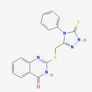 molecular formula C17H13N5OS2 B6134548 2-{[(4-phenyl-5-thioxo-4,5-dihydro-1H-1,2,4-triazol-3-yl)methyl]thio}-4(3H)-quinazolinone 