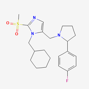molecular formula C22H30FN3O2S B6134552 1-(cyclohexylmethyl)-5-{[2-(4-fluorophenyl)-1-pyrrolidinyl]methyl}-2-(methylsulfonyl)-1H-imidazole 