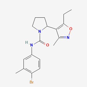 molecular formula C18H22BrN3O2 B6134562 N-(4-bromo-3-methylphenyl)-2-(5-ethyl-3-methyl-4-isoxazolyl)-1-pyrrolidinecarboxamide 