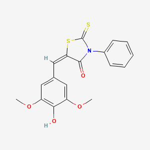 molecular formula C18H15NO4S2 B6134605 5-(4-hydroxy-3,5-dimethoxybenzylidene)-3-phenyl-2-thioxo-1,3-thiazolidin-4-one 