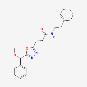 molecular formula C21H27N3O3 B6134623 N-[2-(1-cyclohexen-1-yl)ethyl]-3-{5-[methoxy(phenyl)methyl]-1,3,4-oxadiazol-2-yl}propanamide 