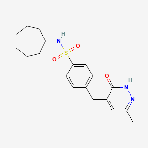 molecular formula C19H25N3O3S B6134637 N-cycloheptyl-4-[(6-methyl-3-oxo-2,3-dihydro-4-pyridazinyl)methyl]benzenesulfonamide 