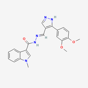 molecular formula C22H21N5O3 B6134638 N'-{[3-(3,4-dimethoxyphenyl)-1H-pyrazol-4-yl]methylene}-1-methyl-1H-indole-3-carbohydrazide 