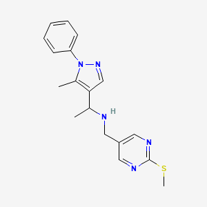 molecular formula C18H21N5S B6134654 1-(5-methyl-1-phenyl-1H-pyrazol-4-yl)-N-{[2-(methylthio)-5-pyrimidinyl]methyl}ethanamine 