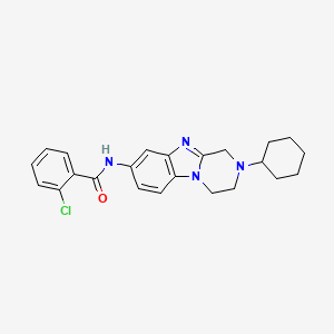 molecular formula C23H25ClN4O B6134723 2-chloro-N-(2-cyclohexyl-1,2,3,4-tetrahydropyrazino[1,2-a]benzimidazol-8-yl)benzamide 