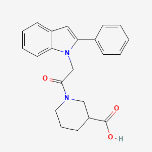 molecular formula C22H22N2O3 B6134758 1-[(2-phenyl-1H-indol-1-yl)acetyl]-3-piperidinecarboxylic acid 