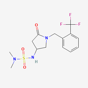 molecular formula C14H18F3N3O3S B6134770 N,N-dimethyl-N'-{5-oxo-1-[2-(trifluoromethyl)benzyl]-3-pyrrolidinyl}sulfamide 