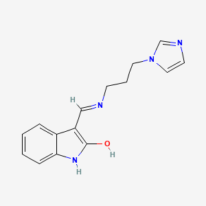 molecular formula C15H16N4O B6134806 3-({[3-(1H-imidazol-1-yl)propyl]amino}methylene)-1,3-dihydro-2H-indol-2-one 