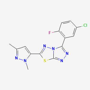 molecular formula C14H10ClFN6S B6134845 3-(5-chloro-2-fluorophenyl)-6-(1,3-dimethyl-1H-pyrazol-5-yl)[1,2,4]triazolo[3,4-b][1,3,4]thiadiazole 