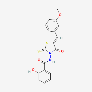 molecular formula C18H14N2O4S2 B6134852 2-hydroxy-N-[5-(3-methoxybenzylidene)-4-oxo-2-thioxo-1,3-thiazolidin-3-yl]benzamide 