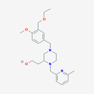 molecular formula C24H35N3O3 B6134912 2-{4-[3-(ethoxymethyl)-4-methoxybenzyl]-1-[(6-methyl-2-pyridinyl)methyl]-2-piperazinyl}ethanol 