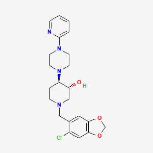 molecular formula C22H27ClN4O3 B6134967 (3R*,4R*)-1-[(6-chloro-1,3-benzodioxol-5-yl)methyl]-4-[4-(2-pyridinyl)-1-piperazinyl]-3-piperidinol 
