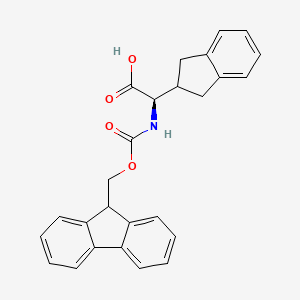 molecular formula C26H23NO4 B613499 (R)-2-((((9H-Fluoren-9-yl)methoxy)carbonyl)amino)-2-(2,3-dihydro-1H-inden-2-yl)acetic acid CAS No. 205526-40-5