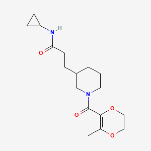 molecular formula C17H26N2O4 B6134996 N-cyclopropyl-3-{1-[(3-methyl-5,6-dihydro-1,4-dioxin-2-yl)carbonyl]-3-piperidinyl}propanamide 