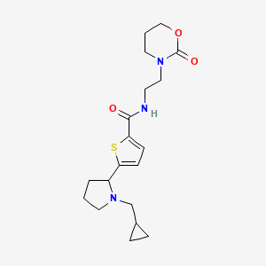 molecular formula C19H27N3O3S B6135046 5-[1-(cyclopropylmethyl)-2-pyrrolidinyl]-N-[2-(2-oxo-1,3-oxazinan-3-yl)ethyl]-2-thiophenecarboxamide 