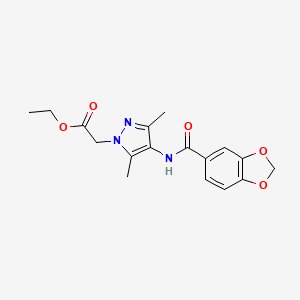 molecular formula C17H19N3O5 B6135050 ethyl {4-[(1,3-benzodioxol-5-ylcarbonyl)amino]-3,5-dimethyl-1H-pyrazol-1-yl}acetate 