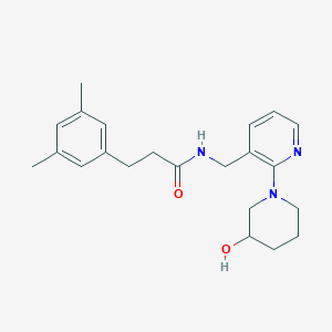 3-(3,5-dimethylphenyl)-N-{[2-(3-hydroxy-1-piperidinyl)-3-pyridinyl]methyl}propanamide