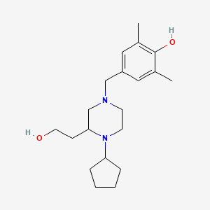molecular formula C20H32N2O2 B6135075 4-{[4-cyclopentyl-3-(2-hydroxyethyl)-1-piperazinyl]methyl}-2,6-dimethylphenol 