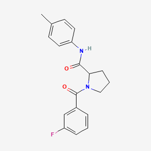 molecular formula C19H19FN2O2 B6135080 1-(3-fluorobenzoyl)-N-(4-methylphenyl)prolinamide 
