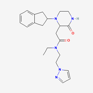 molecular formula C22H29N5O2 B6135128 2-[1-(2,3-dihydro-1H-inden-2-yl)-3-oxo-2-piperazinyl]-N-ethyl-N-[2-(1H-pyrazol-1-yl)ethyl]acetamide 