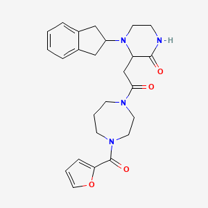 4-(2,3-dihydro-1H-inden-2-yl)-3-{2-[4-(2-furoyl)-1,4-diazepan-1-yl]-2-oxoethyl}-2-piperazinone