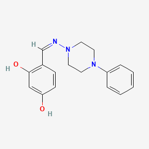 molecular formula C17H19N3O2 B6135205 4-{[(4-phenyl-1-piperazinyl)imino]methyl}-1,3-benzenediol 
