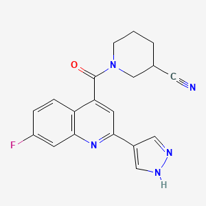 molecular formula C19H16FN5O B6135211 1-{[7-fluoro-2-(1H-pyrazol-4-yl)quinolin-4-yl]carbonyl}piperidine-3-carbonitrile 