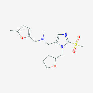 molecular formula C17H25N3O4S B6135265 N-methyl-1-(5-methyl-2-furyl)-N-{[2-(methylsulfonyl)-1-(tetrahydro-2-furanylmethyl)-1H-imidazol-5-yl]methyl}methanamine 