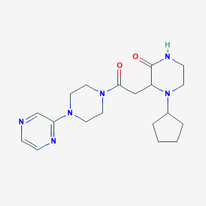 molecular formula C19H28N6O2 B6135288 4-cyclopentyl-3-{2-oxo-2-[4-(2-pyrazinyl)-1-piperazinyl]ethyl}-2-piperazinone 