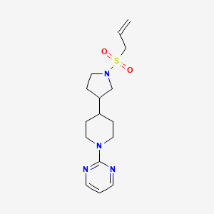 molecular formula C16H24N4O2S B6135343 2-{4-[1-(allylsulfonyl)-3-pyrrolidinyl]-1-piperidinyl}pyrimidine 