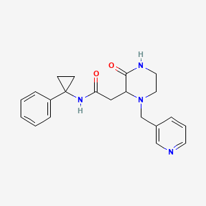 molecular formula C21H24N4O2 B6135369 2-[3-oxo-1-(3-pyridinylmethyl)-2-piperazinyl]-N-(1-phenylcyclopropyl)acetamide 