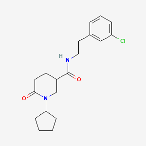 molecular formula C19H25ClN2O2 B6135398 N-[2-(3-chlorophenyl)ethyl]-1-cyclopentyl-6-oxo-3-piperidinecarboxamide 
