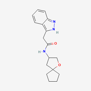 molecular formula C17H21N3O2 B6135473 2-(1H-indazol-3-yl)-N-1-oxaspiro[4.4]non-3-ylacetamide 