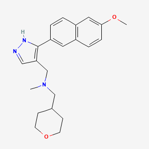 molecular formula C22H27N3O2 B6135496 1-[3-(6-methoxy-2-naphthyl)-1H-pyrazol-4-yl]-N-methyl-N-(tetrahydro-2H-pyran-4-ylmethyl)methanamine 