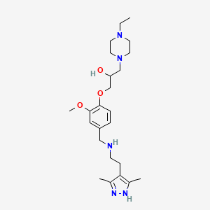 molecular formula C24H39N5O3 B6135552 1-[4-({[2-(3,5-dimethyl-1H-pyrazol-4-yl)ethyl]amino}methyl)-2-methoxyphenoxy]-3-(4-ethyl-1-piperazinyl)-2-propanol 