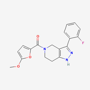 molecular formula C18H16FN3O3 B6135615 3-(2-fluorophenyl)-5-(5-methoxy-2-furoyl)-4,5,6,7-tetrahydro-1H-pyrazolo[4,3-c]pyridine 