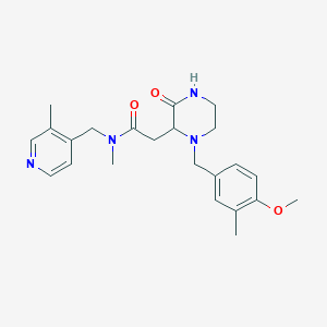 molecular formula C23H30N4O3 B6135635 2-[1-(4-methoxy-3-methylbenzyl)-3-oxo-2-piperazinyl]-N-methyl-N-[(3-methyl-4-pyridinyl)methyl]acetamide 
