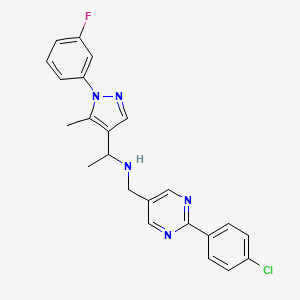 molecular formula C23H21ClFN5 B6135647 N-{[2-(4-chlorophenyl)-5-pyrimidinyl]methyl}-1-[1-(3-fluorophenyl)-5-methyl-1H-pyrazol-4-yl]ethanamine 