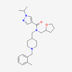 molecular formula C26H38N4O2 B6135666 1-isopropyl-N-{[1-(2-methylbenzyl)-4-piperidinyl]methyl}-N-(tetrahydro-2-furanylmethyl)-1H-pyrazole-4-carboxamide 