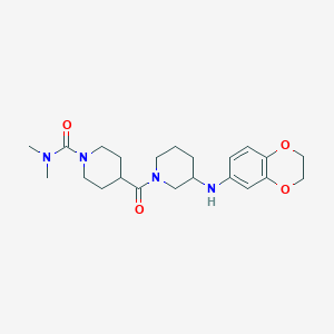 molecular formula C22H32N4O4 B6135675 4-{[3-(2,3-dihydro-1,4-benzodioxin-6-ylamino)-1-piperidinyl]carbonyl}-N,N-dimethyl-1-piperidinecarboxamide 