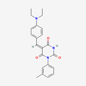 molecular formula C22H23N3O3 B6135684 5-[4-(diethylamino)benzylidene]-1-(3-methylphenyl)-2,4,6(1H,3H,5H)-pyrimidinetrione 