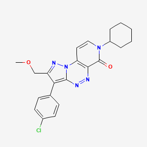 molecular formula C22H22ClN5O2 B6135699 3-(4-chlorophenyl)-7-cyclohexyl-2-(methoxymethyl)pyrazolo[5,1-c]pyrido[4,3-e][1,2,4]triazin-6(7H)-one 