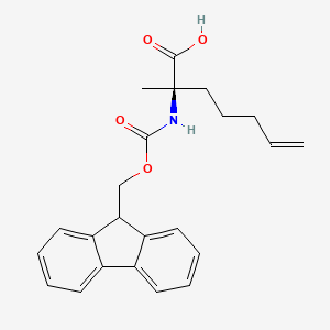 molecular formula C23H25NO4 B613570 (R)-2-((((9H-Fluoren-9-yl)methoxy)carbonyl)amino)-2-methylhept-6-enoic acid CAS No. 288617-77-6
